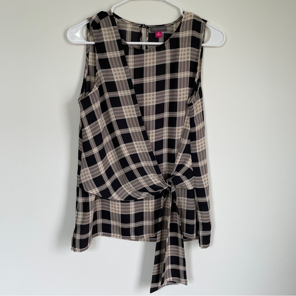Vince Camuto plaid style tank top